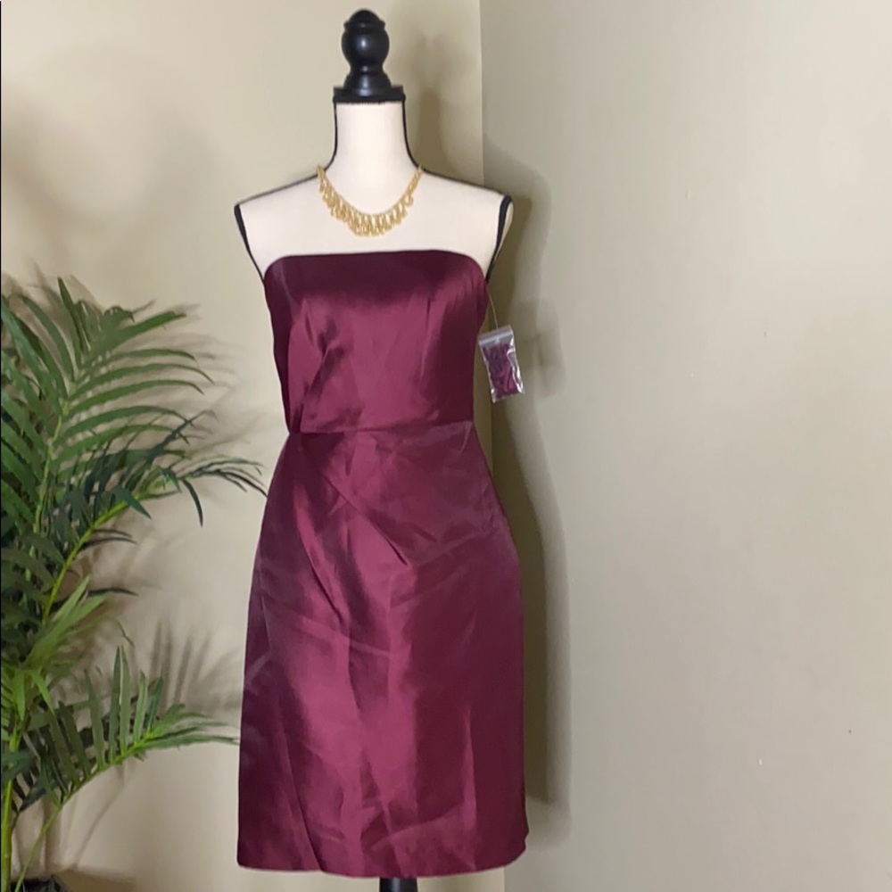 Short Strapless Satin Dress